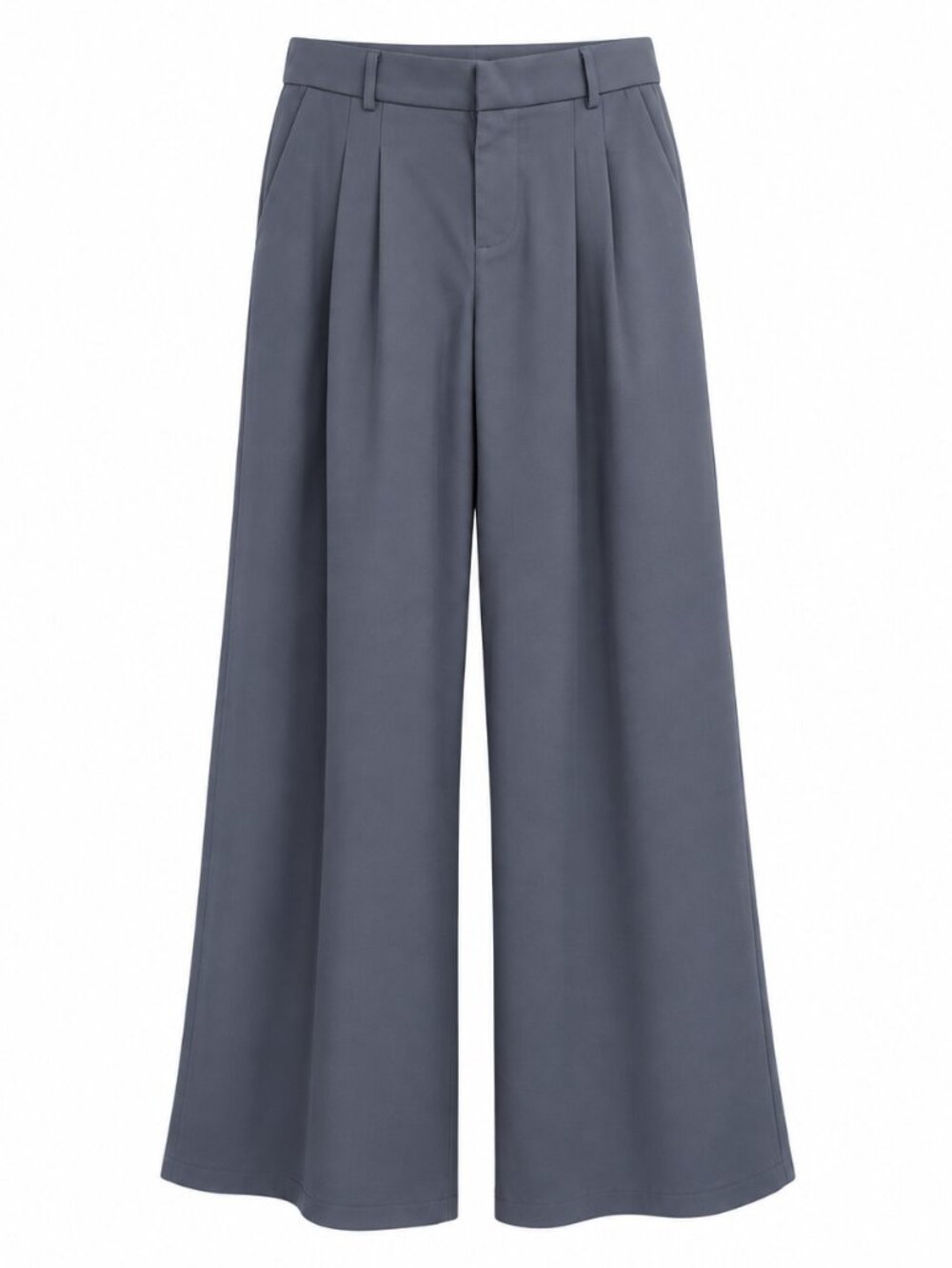 Slate Blue Pleated Straight Leg Trousers New XL
